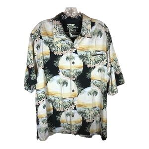 Jamaica Jaxx 100% silk short sleeve men’s shirt Hawaiian floral print size L